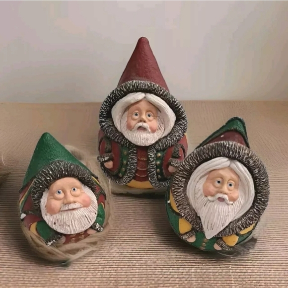 Vintage 1993 Pete Apsit Teardrop Santas 3 Piece Set READ DESCRIPTION - Picture 1 of 14